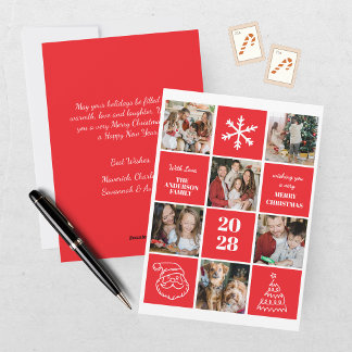 Moderne rote Weihnachts-Foto-Collage  Feiertagskarte