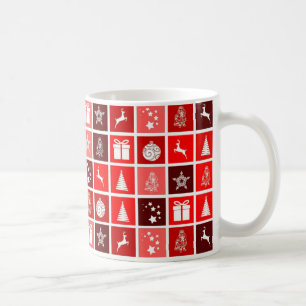 Moderne rote Weihnachts-Gitterstruktur Minimalisti Kaffeetasse