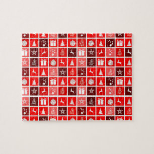 Moderne rote Weihnachts-Gitterstruktur Minimalisti Puzzle
