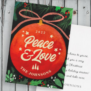 Moderne Rote Weihnachtsballen Ornament Botanisch Feiertagskarte