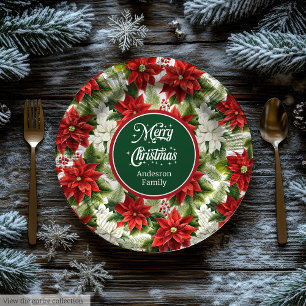 Moderne rote Weihnachtsblumen individuell bedruckt Pappteller
