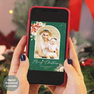 Moderne rote Weihnachtsbogen-Foto Rahmen Feiertagskarte