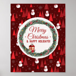 Moderne, rote Weihnachtsfeiertage Poster