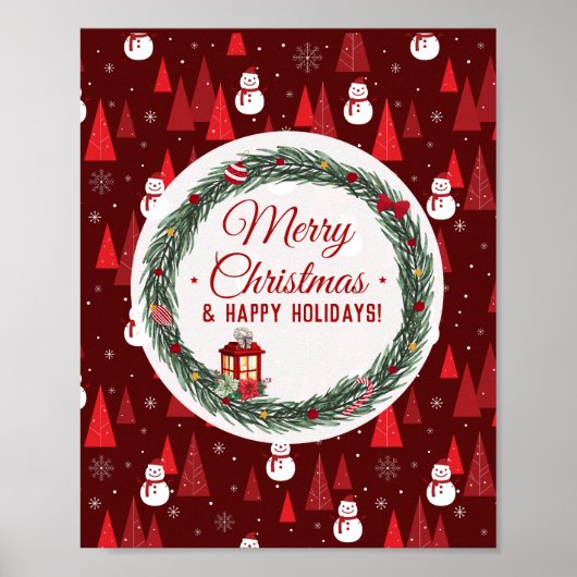 Moderne, rote Weihnachtsfeiertage Poster (Vorne)