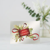 Moderne rote Weihnachtsferien Postkarte (Stehend Vorderseite)