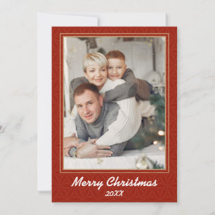 Moderne rote Weihnachtsfoto-Weihnachtskarte Feiertagskarte