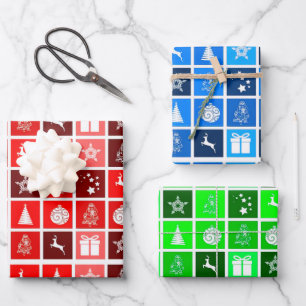 Moderne rote Weihnachtsgitterstruktur Minimalist Geschenkpapier Set
