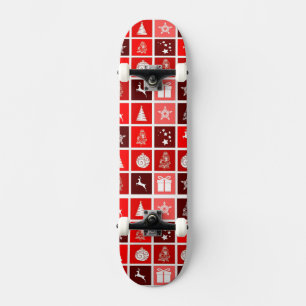 Moderne rote Weihnachtsgitterstruktur Minimalist Skateboard