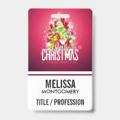 Moderne rote Weihnachtsgrafik Ausweis (Rückseite)