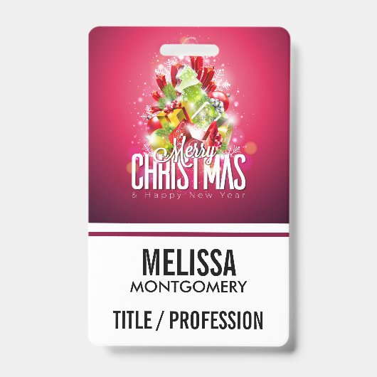 Moderne rote Weihnachtsgrafik Ausweis (Vorderseite)