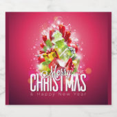 Moderne rote Weihnachtsgrafik Bierflaschenetikett (Einzelnes Label)