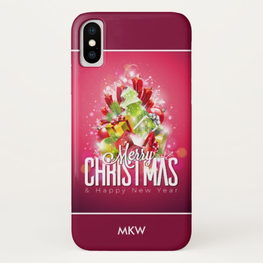 Moderne rote Weihnachtsgrafik Case-Mate iPhone Hülle (Rückseite)
