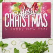 Moderne rote Weihnachtsgrafik Geschirrtuch (Gefaltet)