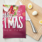 Moderne rote Weihnachtsgrafik Geschirrtuch (Viertel Falte)