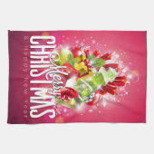 Moderne rote Weihnachtsgrafik Geschirrtuch (Horizontal)