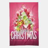 Moderne rote Weihnachtsgrafik Geschirrtuch (Vertikal)