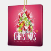 Moderne rote Weihnachtsgrafik Keramikornament (Links)