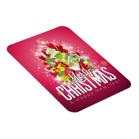 Moderne rote Weihnachtsgrafik Magnet (Rechte Seite)