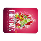Moderne rote Weihnachtsgrafik Magnet (Horizontal)