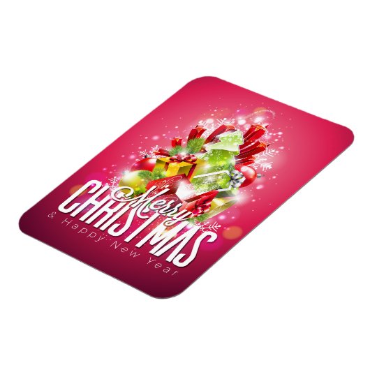 Moderne rote Weihnachtsgrafik Magnet (Linke Seite)