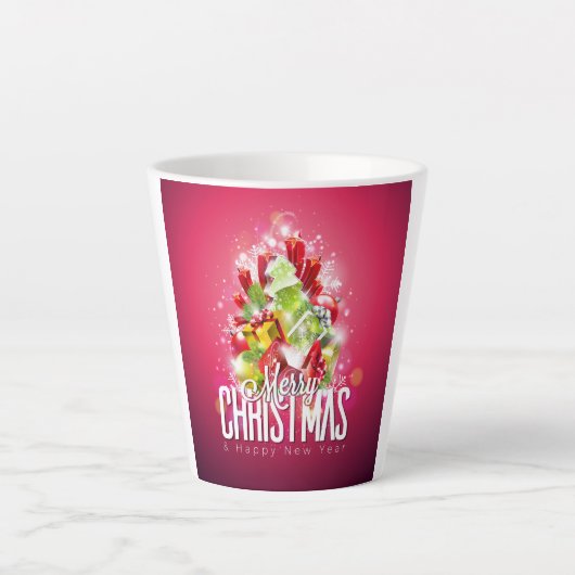 Moderne rote Weihnachtsgrafik Milchtasse (Vorderseite)