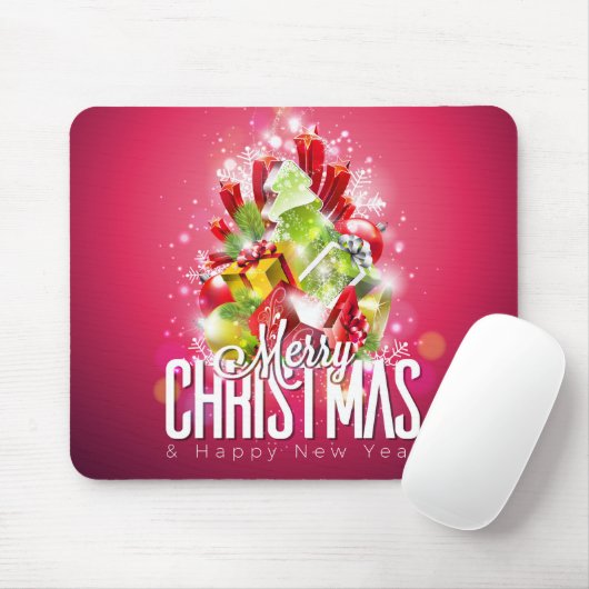 Moderne rote Weihnachtsgrafik Mousepad (Mit Mouse)