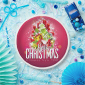 Moderne rote Weihnachtsgrafik Pappteller (Party)