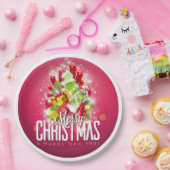 Moderne rote Weihnachtsgrafik Pappteller (Party)