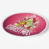 Moderne rote Weihnachtsgrafik Pappteller (Schrägansicht)