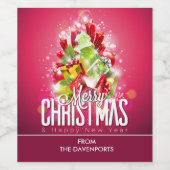 Moderne rote Weihnachtsgrafik Weinetikett (Einzelnes Label)