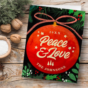 Moderne rote Weihnachtskugel Verzierung Botanisch Feiertagskarte