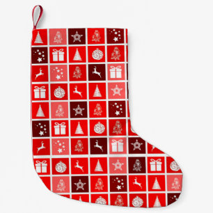 Moderne rote Weihnachtsrasterstruktur Minimalistis Kleiner Weihnachtsstrumpf