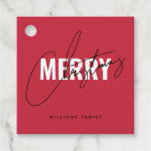 Moderne rote Weihnachtsschrift Geschenkanhänger (Vorderseite)