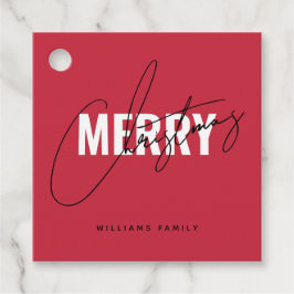 Moderne rote Weihnachtsschrift Geschenkanhänger