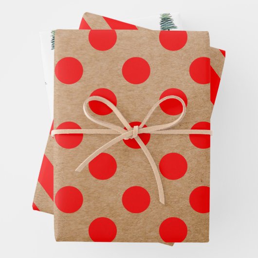 Moderne rote Weihnachtssteine, Streifen und Baum Geschenkpapier Set (Beispiel)