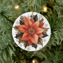 Moderne rote Weihnachtsstern-Weihnachten Keramik Ornament