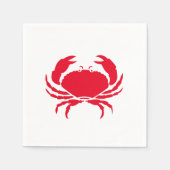 Moderne rote weiße Krabbe Küstensommer lustig Serviette (Vorderseite)