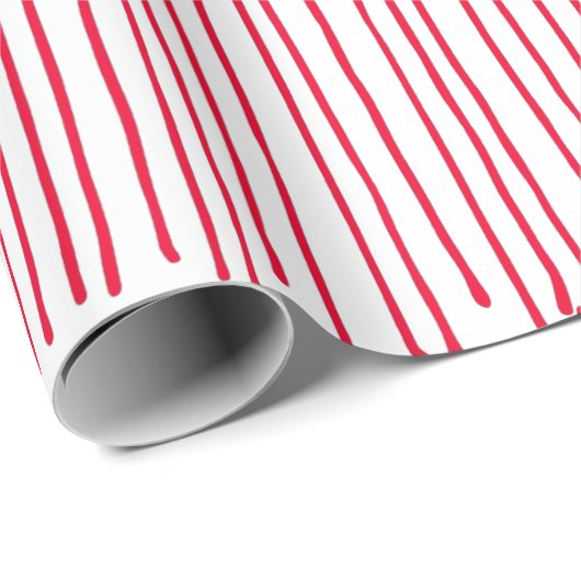 Moderne rote weiße Linien Geschenkpapier (Rolleneckpunkt)