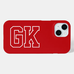 Moderne rote weiße Monogramm-Initialen Case-Mate iPhone Hülle