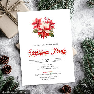 Moderne rote weiße Poinsettien-Weihnachtsblumenbou Einladung