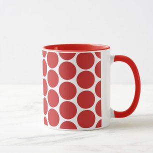 MODERNE ROTE, WEISSE POLKA-DOPPEN TASSE