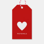 Moderne, rote, weiße Preppy Streifen Personalisier Geschenkanhänger (Vorderseite)