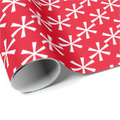 Moderne rote weiße Sterne Schneeflocken Weihnachte Geschenkpapier (Rolleneckpunkt)