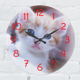Moderne Rote Zahlen für Ihr Foto Große Wanduhr