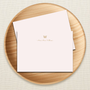 Moderne Röteblass Rosa Gold-Schriftmonogramm  Mitteilungskarte