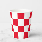 Moderne roter kroatischer Schachbrett Papier Cups Pappbecher (Rückseite)