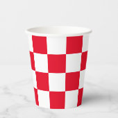Moderne roter kroatischer Schachbrett Papier Cups Pappbecher (Vorderseite)