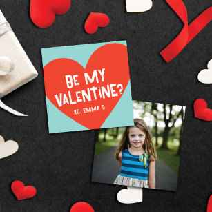 Moderne Rotes Herz Valentins Klassenzimmer Fotokar Mitteilungskarte