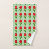Moderne rotes Tulpenblumenmuster auf hellgrün Badhandtuch Set (Handtuch)