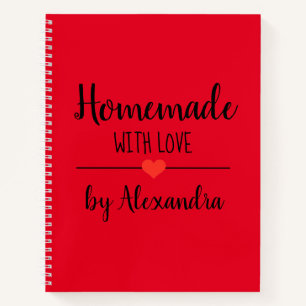 Moderne Rothemade mit Liebe Rezept Notizblock